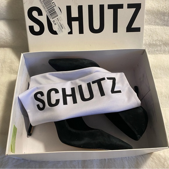New SCHUTZ Women's Lou Black Suede Pointed Toe High Heel Pumps - Size 8B - Picture 15 of 16